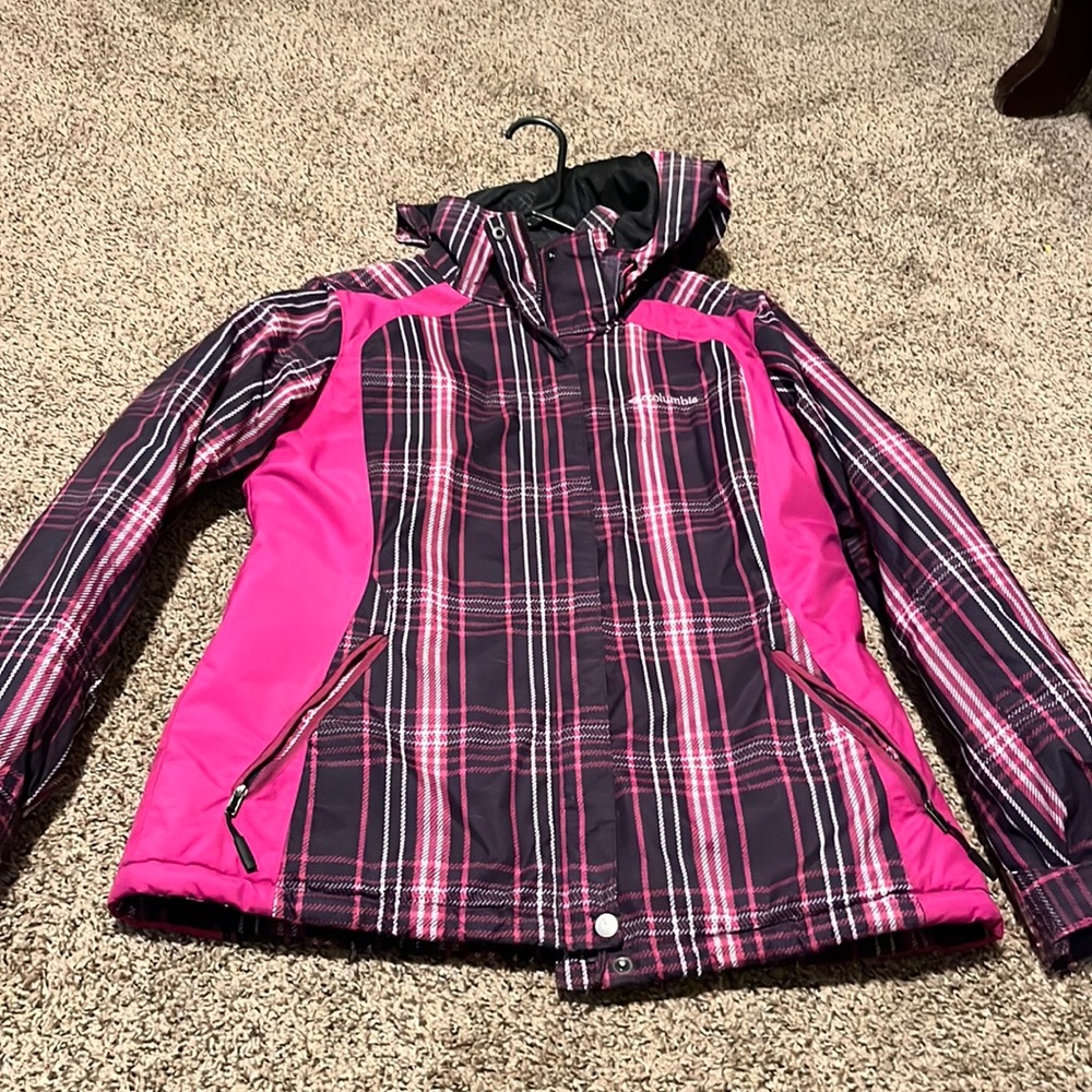 Pink and plum plaid Columbia jacket
